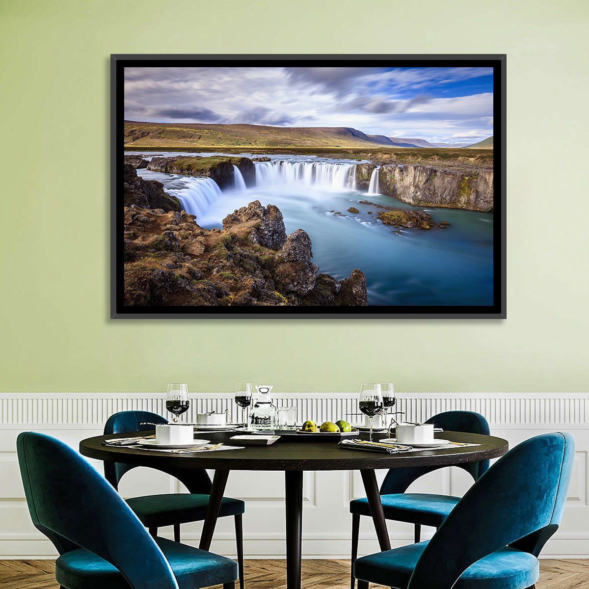 Goðafoss Waterfall, Iceland Wall Art in a room, landscape