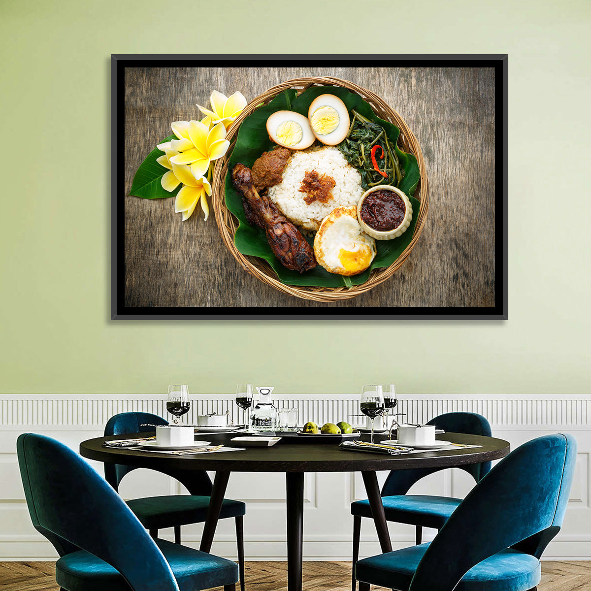 Nasi Campur in Woven Basket Wall Art