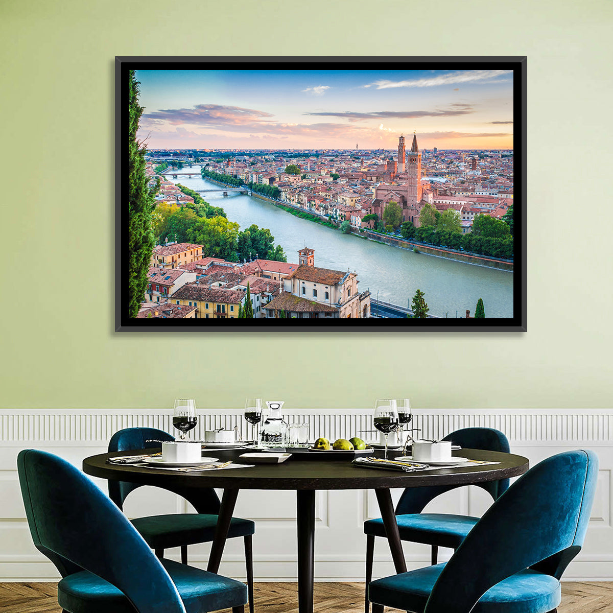 Verona Riverbend at Golden Hour Wall Art