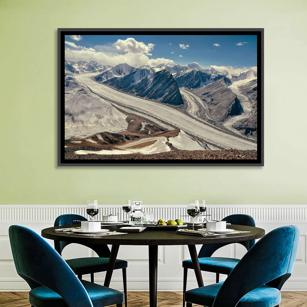 Fedchenko Glacier Vista Wall Art in a room, landscape