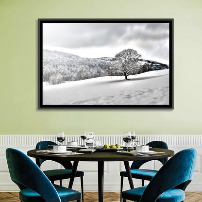 Solitary Snowy Tree Landscape Wall Art