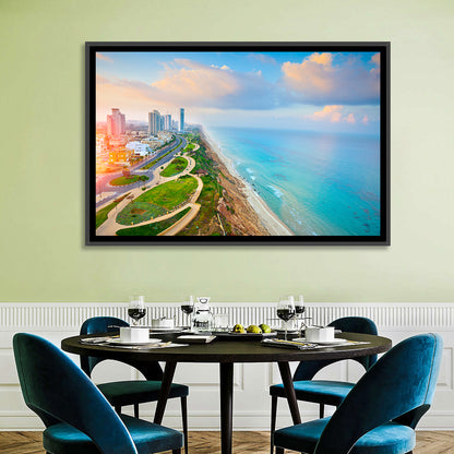 Netanya Coastline at Golden Hour Wall Art