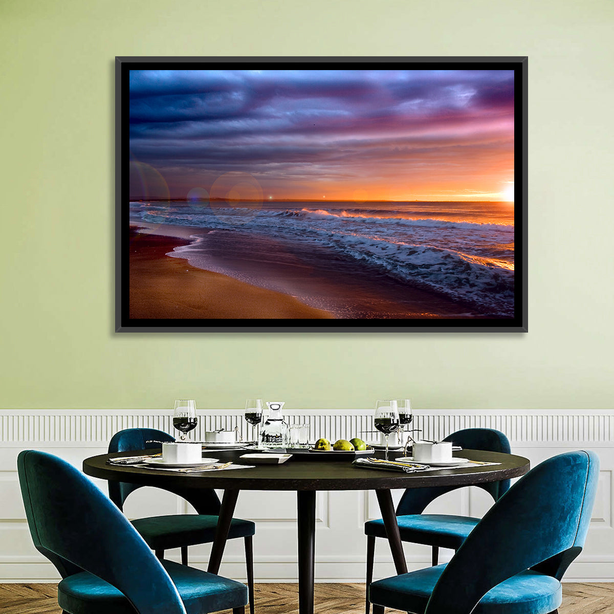 Bulgarian Black Sea Sunrise Wall Art in a room, landscape
