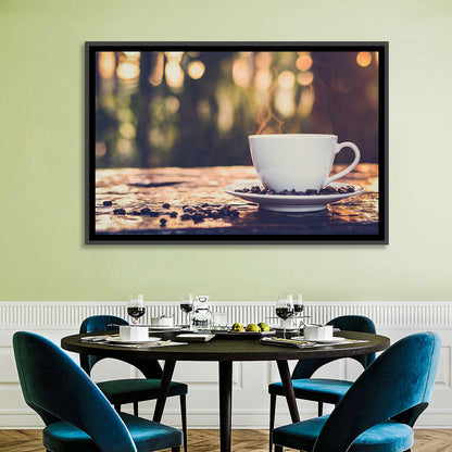Steaming White Coffee Cup Wall Art