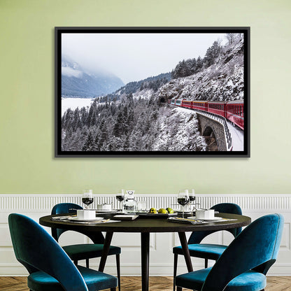 Red Train at Landwasser Viaduct Wall Art