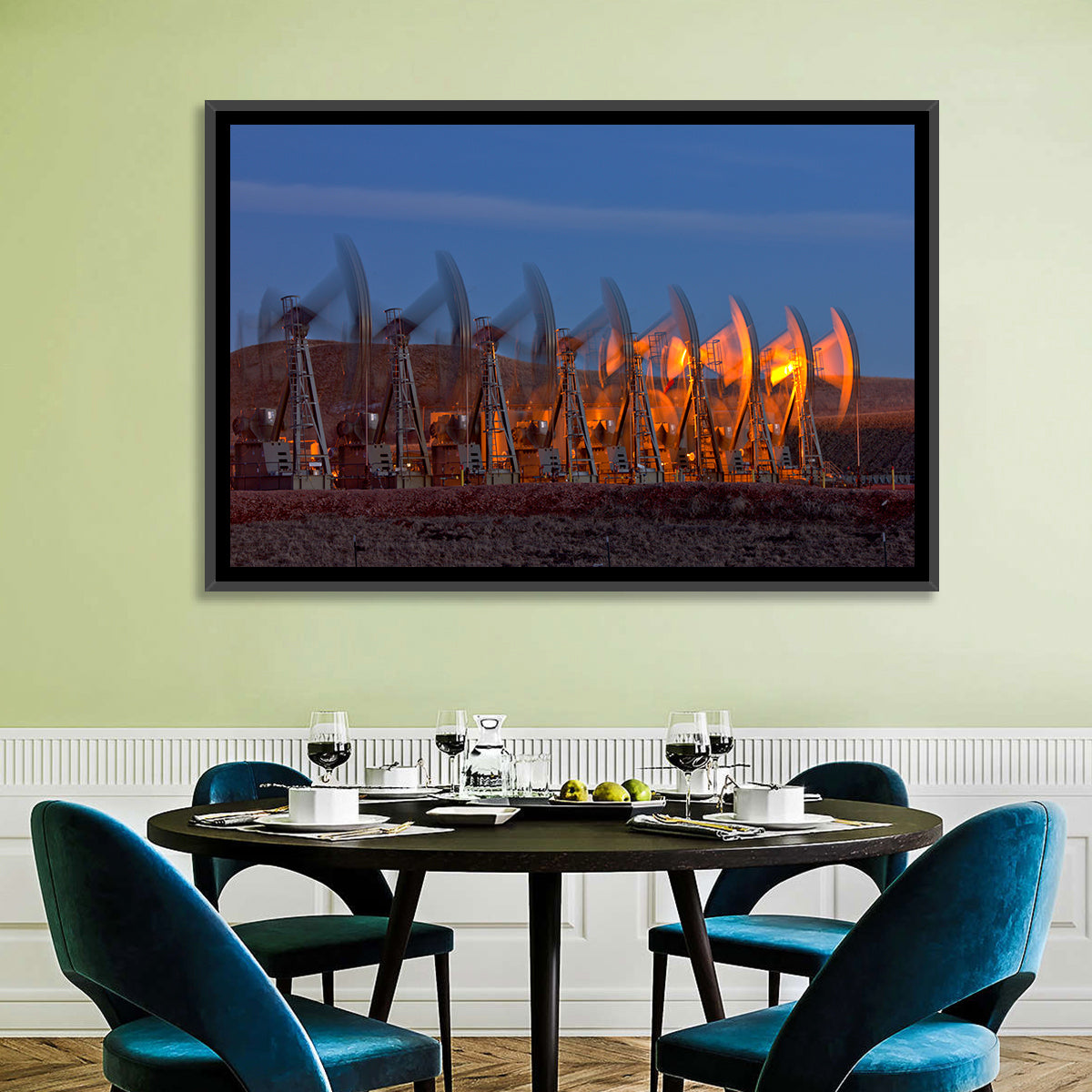 Oil Pump Jacks at Dusk Wall Art