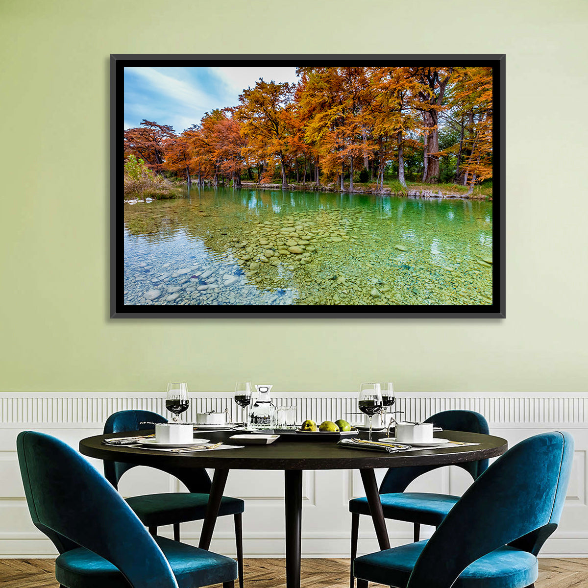 Frio River at Garner State Park Wall Art in a room, landscape