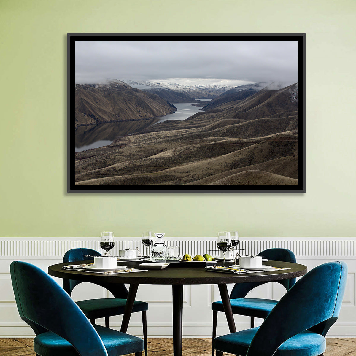 Snow-dusted Snake River Canyon Wall Art in a room, landscape