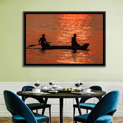 Sunset Canoe Silhouette Wall Art