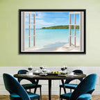 Turquoise Beach View Through Window Wall Art