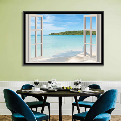 Turquoise Beach View Through Window Wall Art