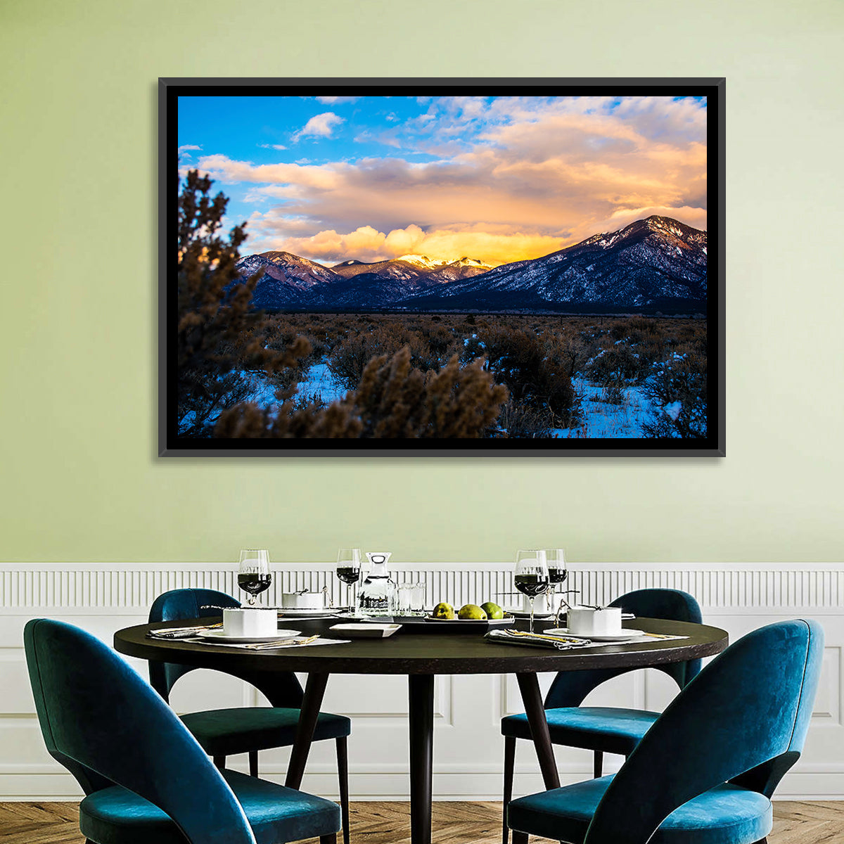 Sangre Winter Desert Wall Art in a room, landscape