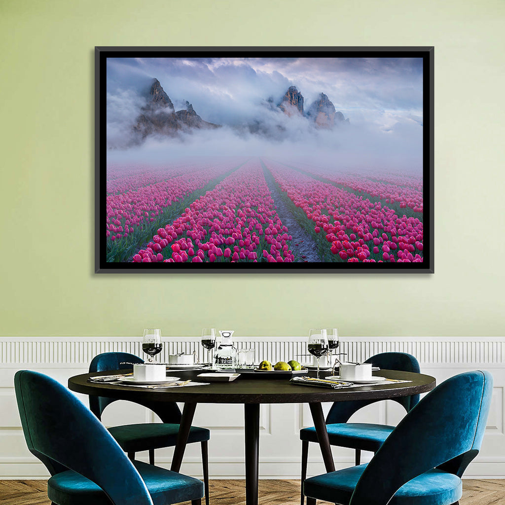 Misty Pink Tulip Field Wall Art