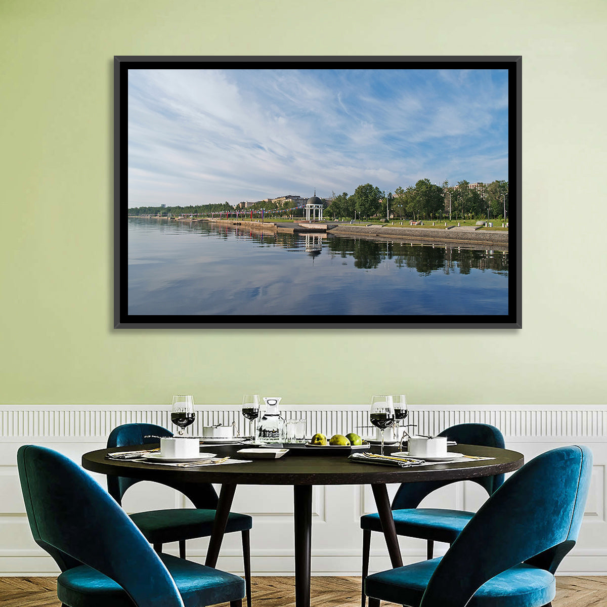 Lake Onega Promenade with Gazebo Wall Art