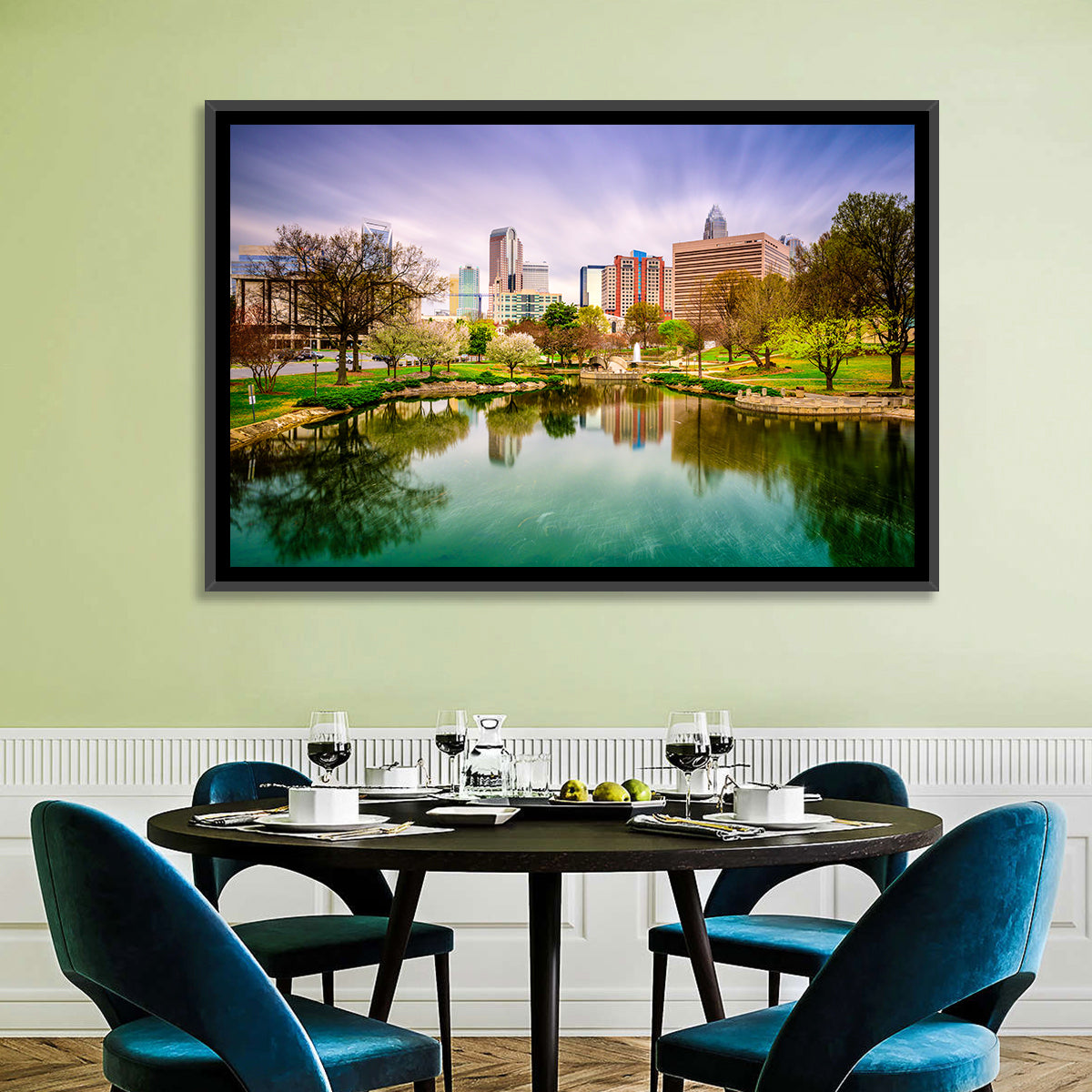 Charlotte Skyline at Marshall Park Wall Art in a room, landscape