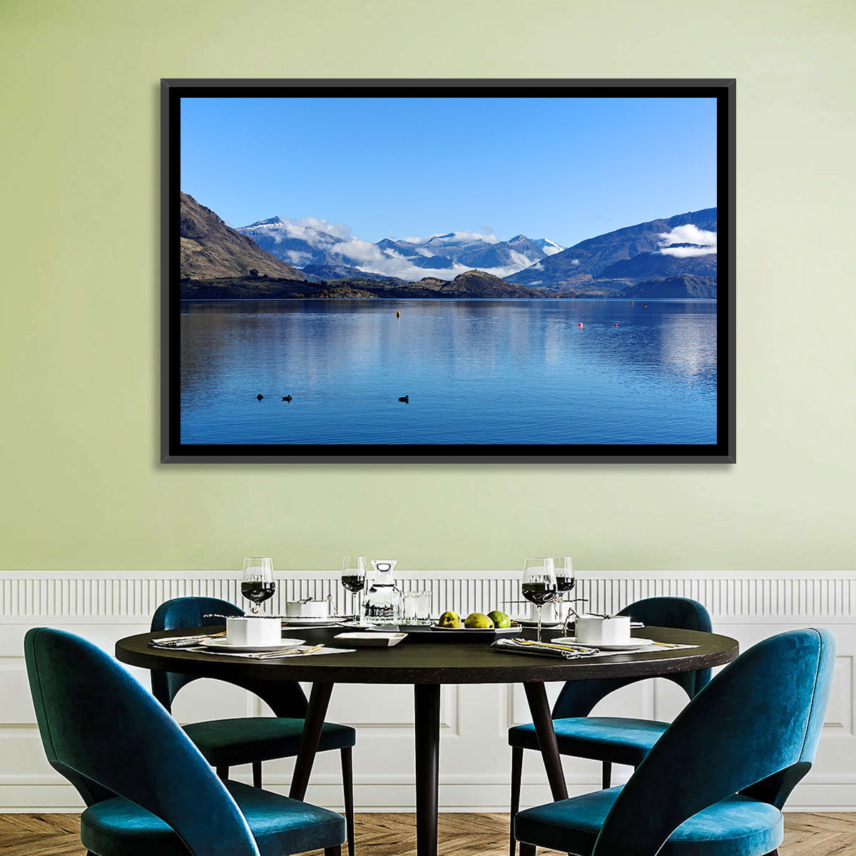 Lake Wanaka Reflections Wall Art in a room, landscape