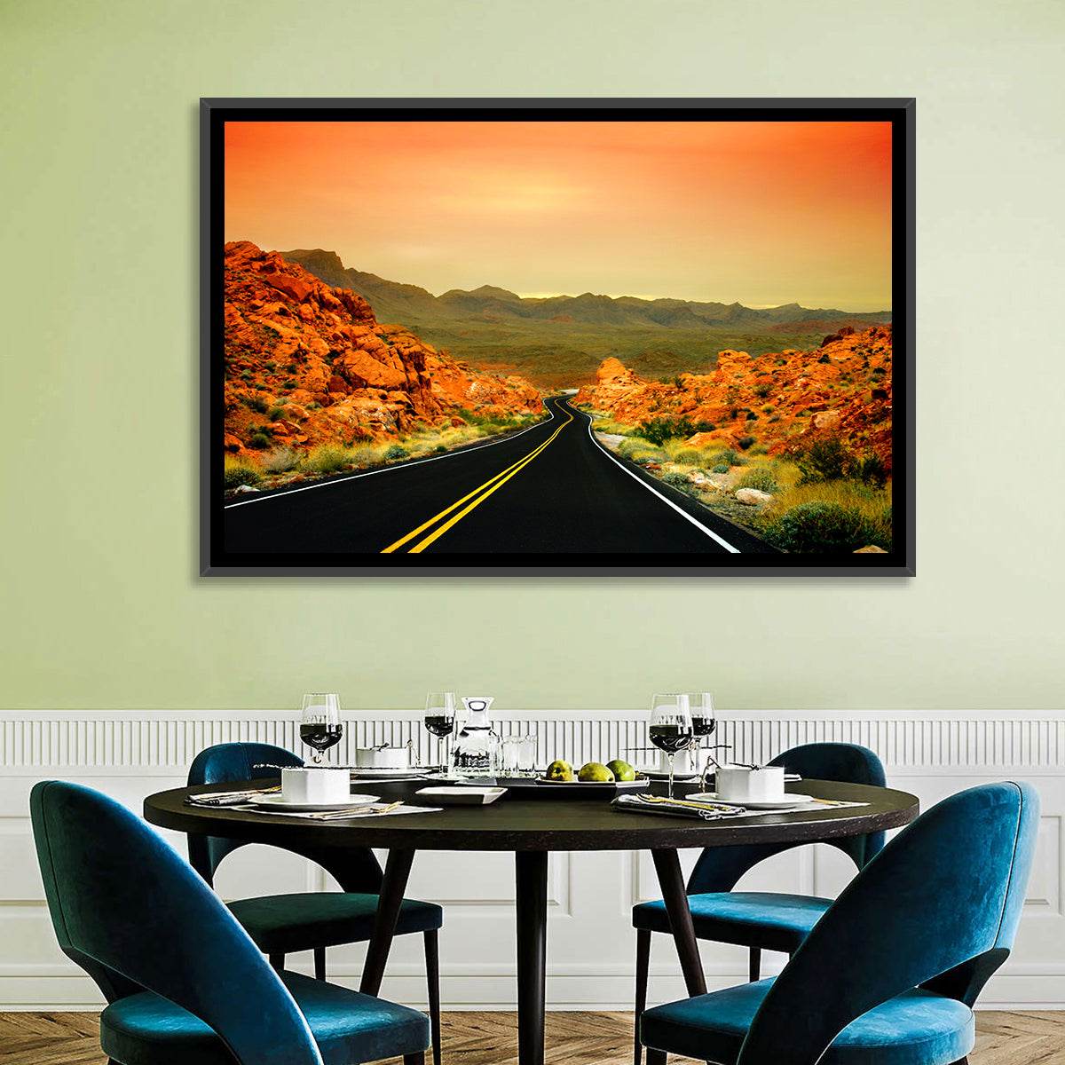 Valley of Fire Ii Road at Sunset Wall Art in a room, landscape