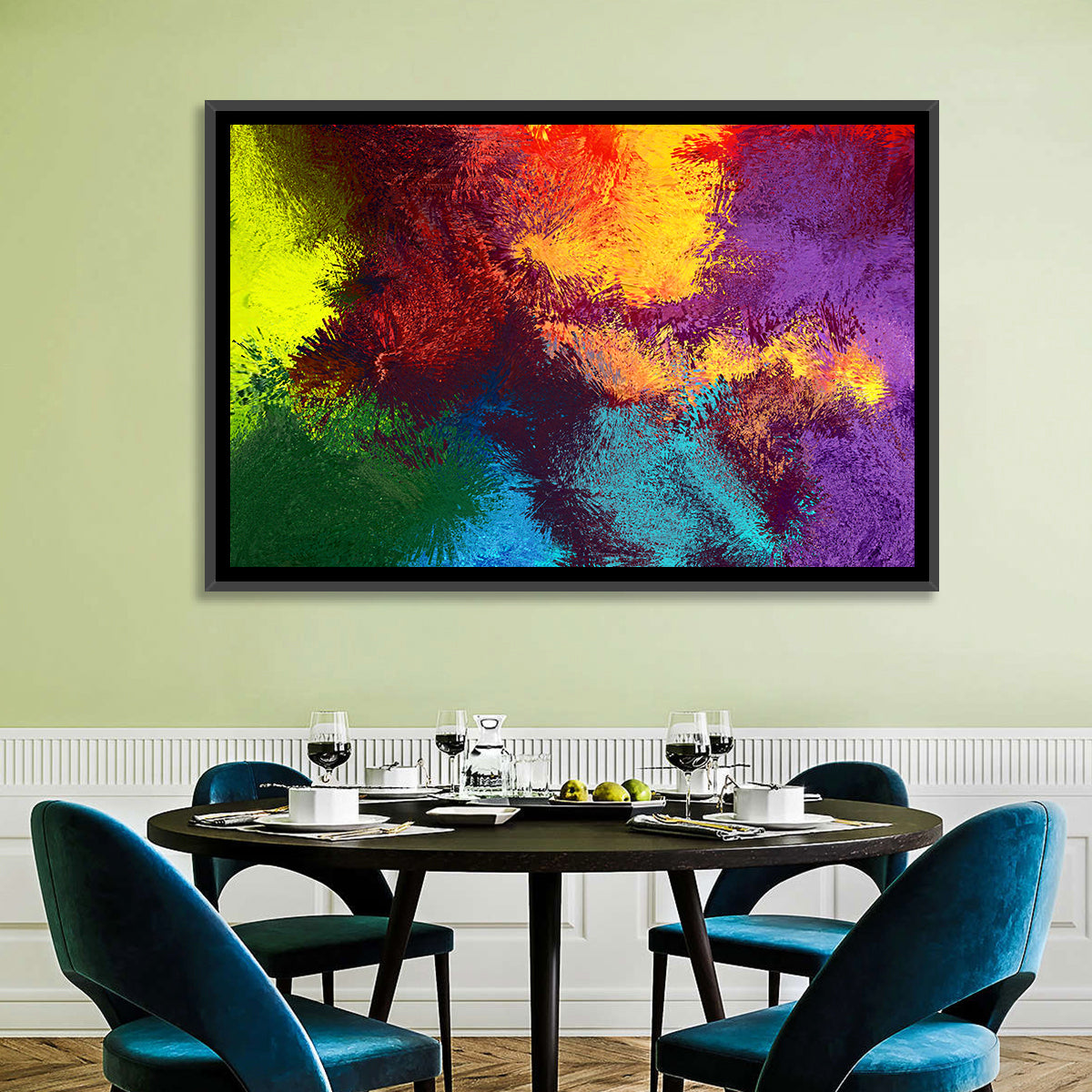 Sparkling Color Fields Wall Art in a room, landscape