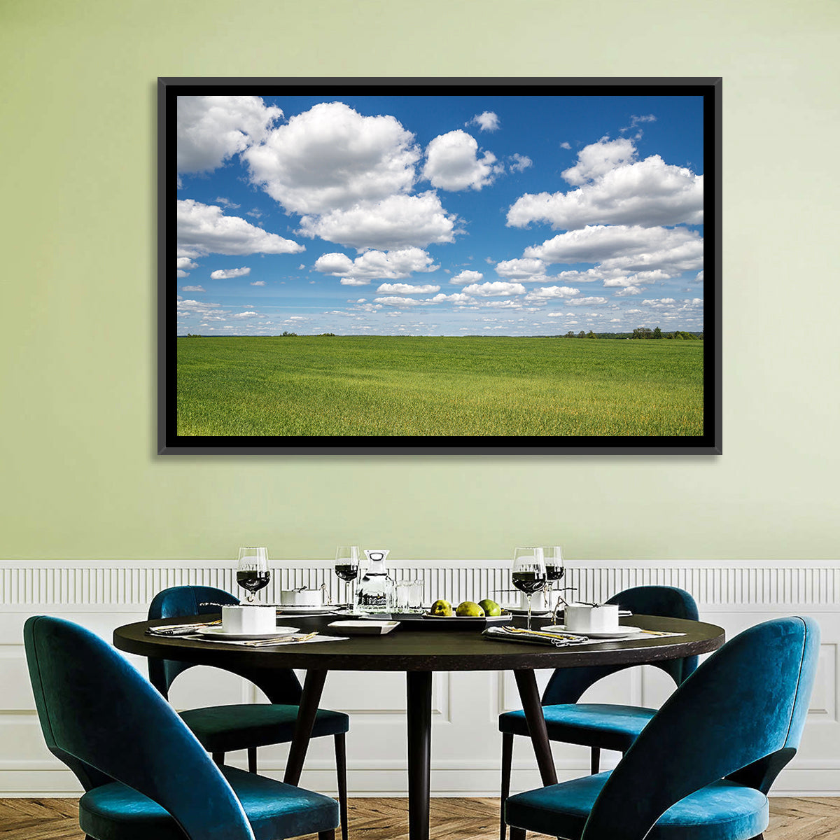 Cloud Filled Sky Over Meadow Wall Art