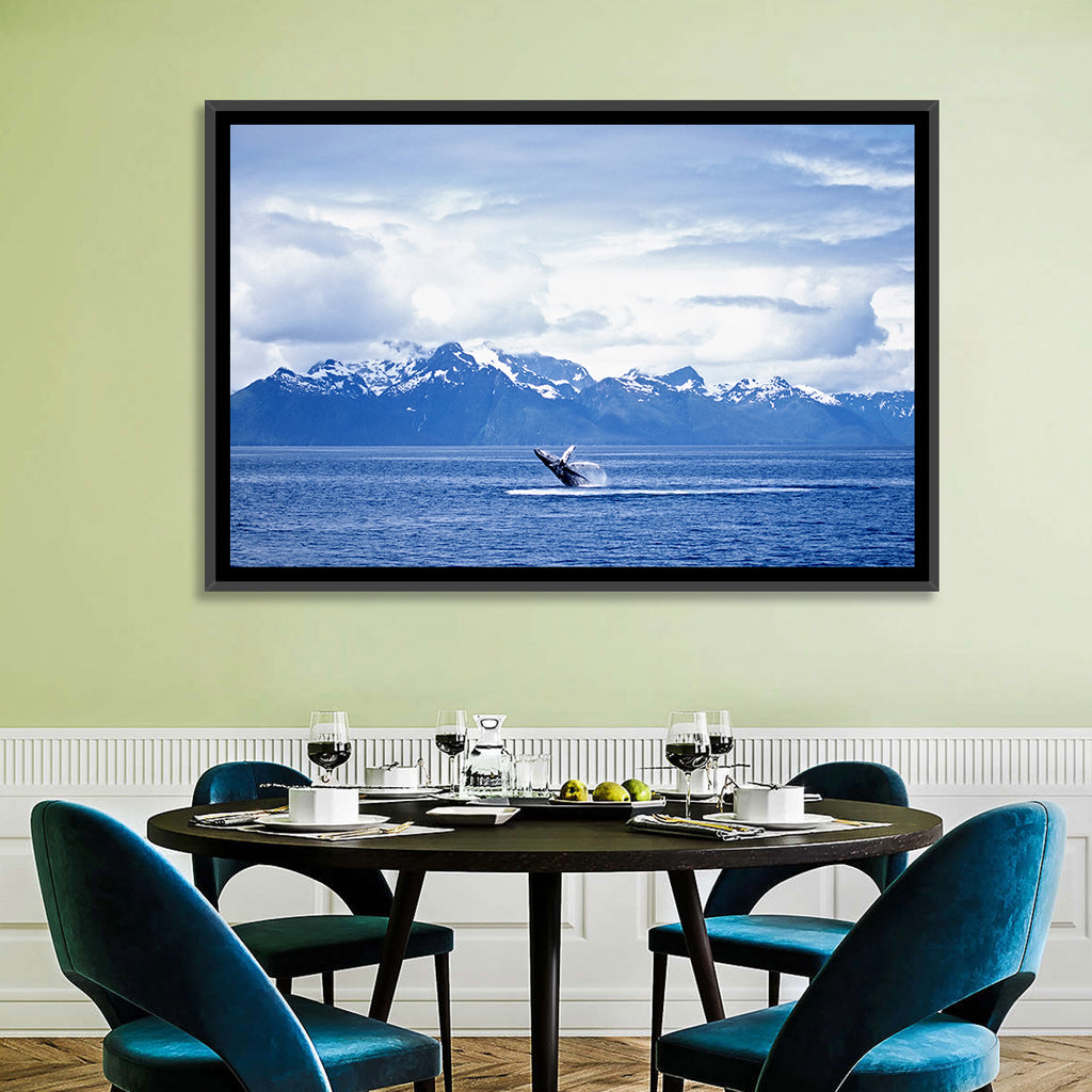 Humpback Whale with Snow Capped Mountains Wall Art