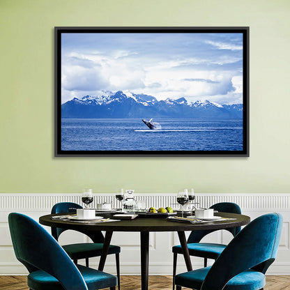Humpback Whale with Snow Capped Mountains Wall Art