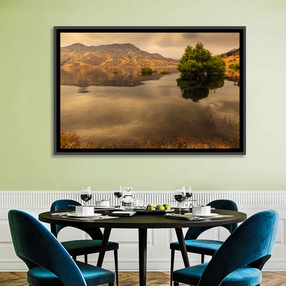 Lake Kaweah Golden Hour Reflection Wall Art
