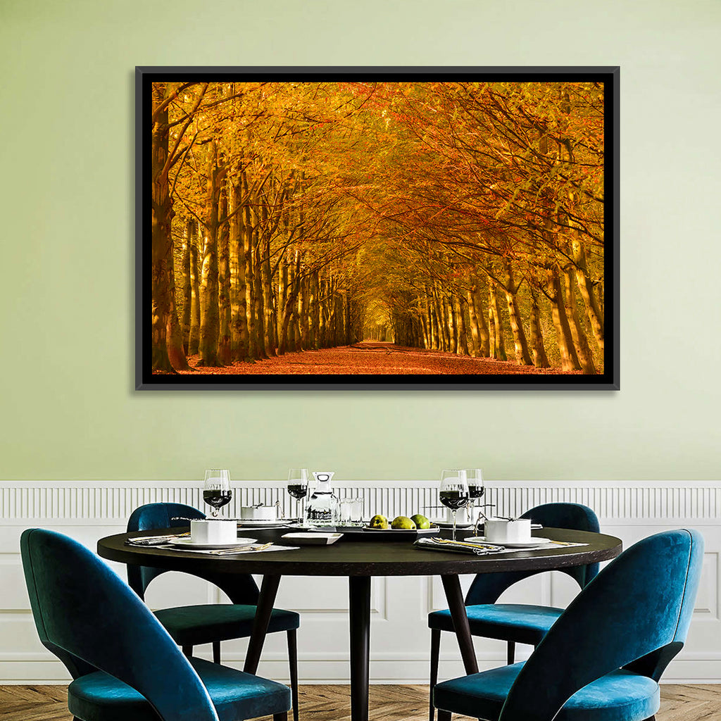 Golden Beech Tree Tunnel in Autumn Wall Art
