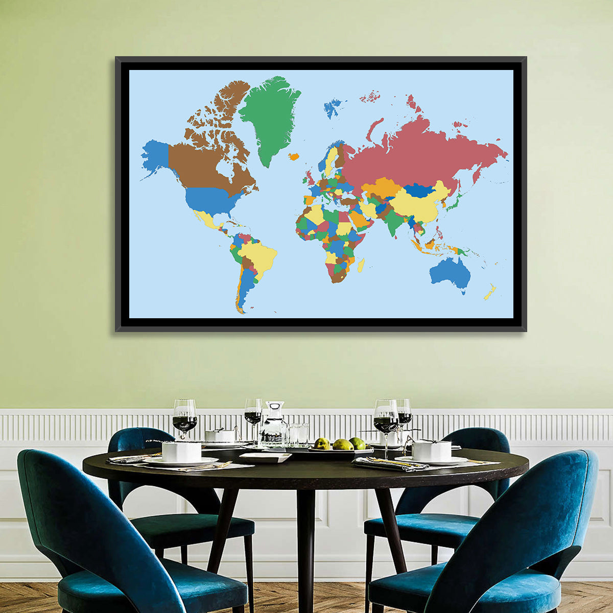 Colorful World Map Wall Art