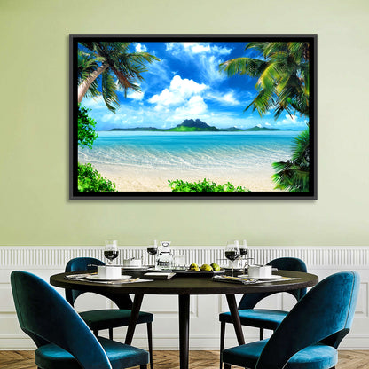 Palm-framed Tropical Island Beach Wall Art