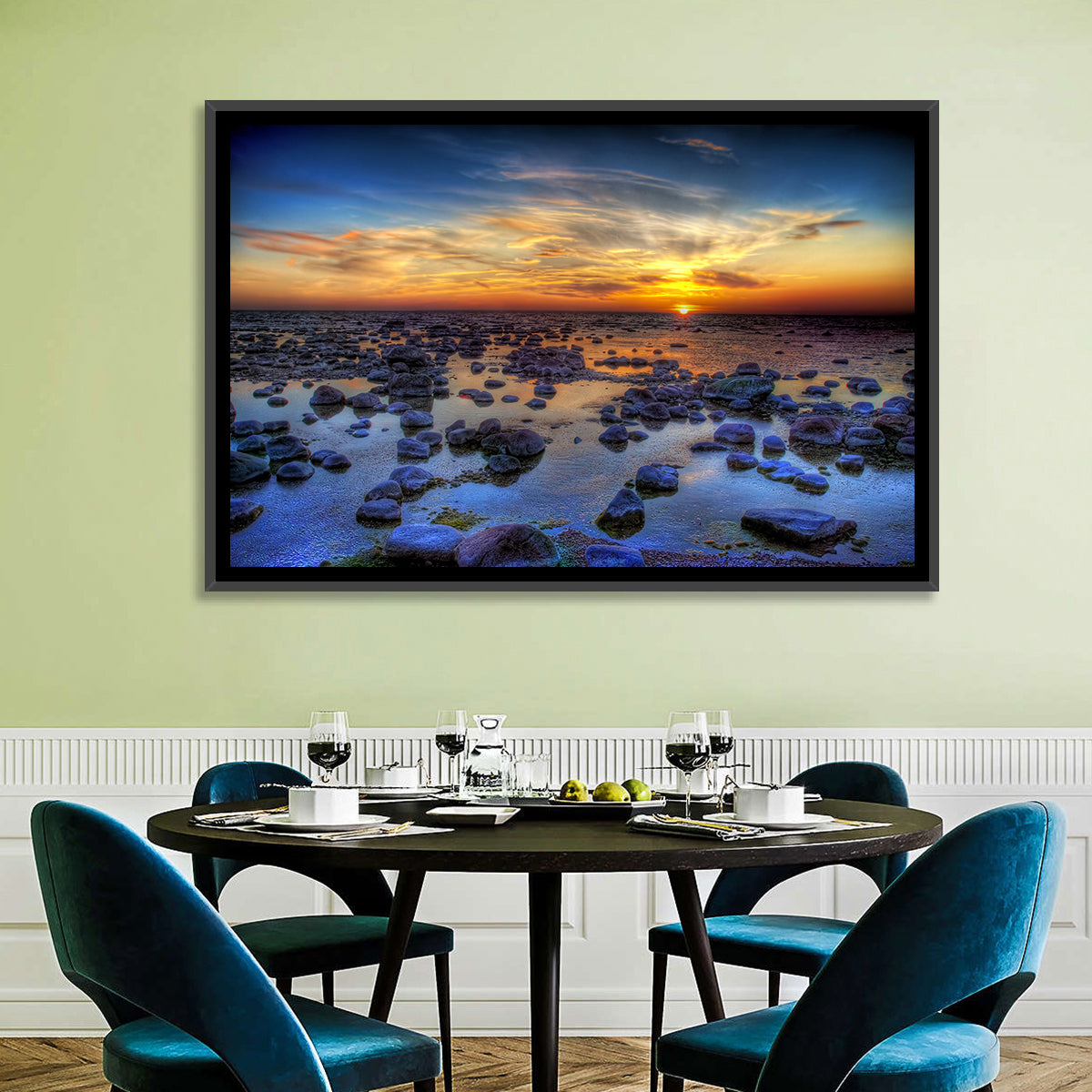 Sea Stones at Sunset Wall Art
