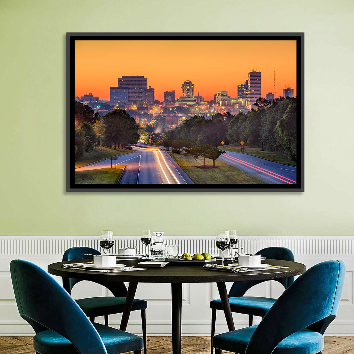 Jackson Downtown Skyline Wall Art in a room, landscape