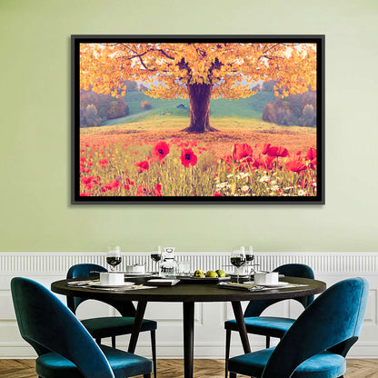 Autumn Tree and Poppy Field Wall Art