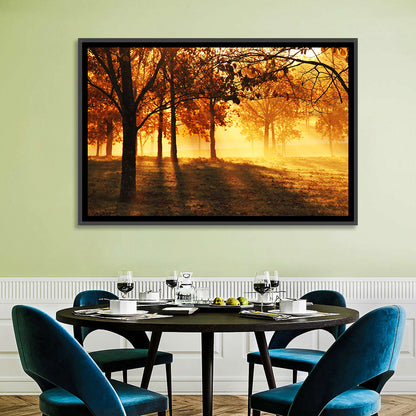 Autumn Sunbeams Through Fog Wall Art