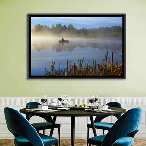 Fisherman in Hazy Lake Wall Art