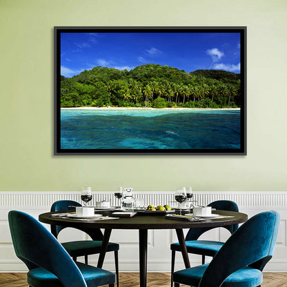 Turquoise Tropical Island Scene Wall Art
