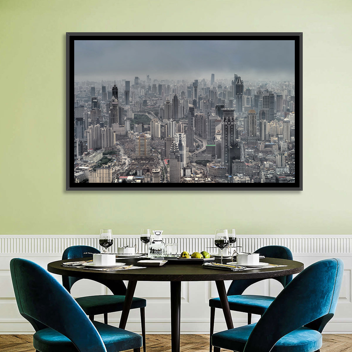 Shanghai Layered Skyline Wall Art