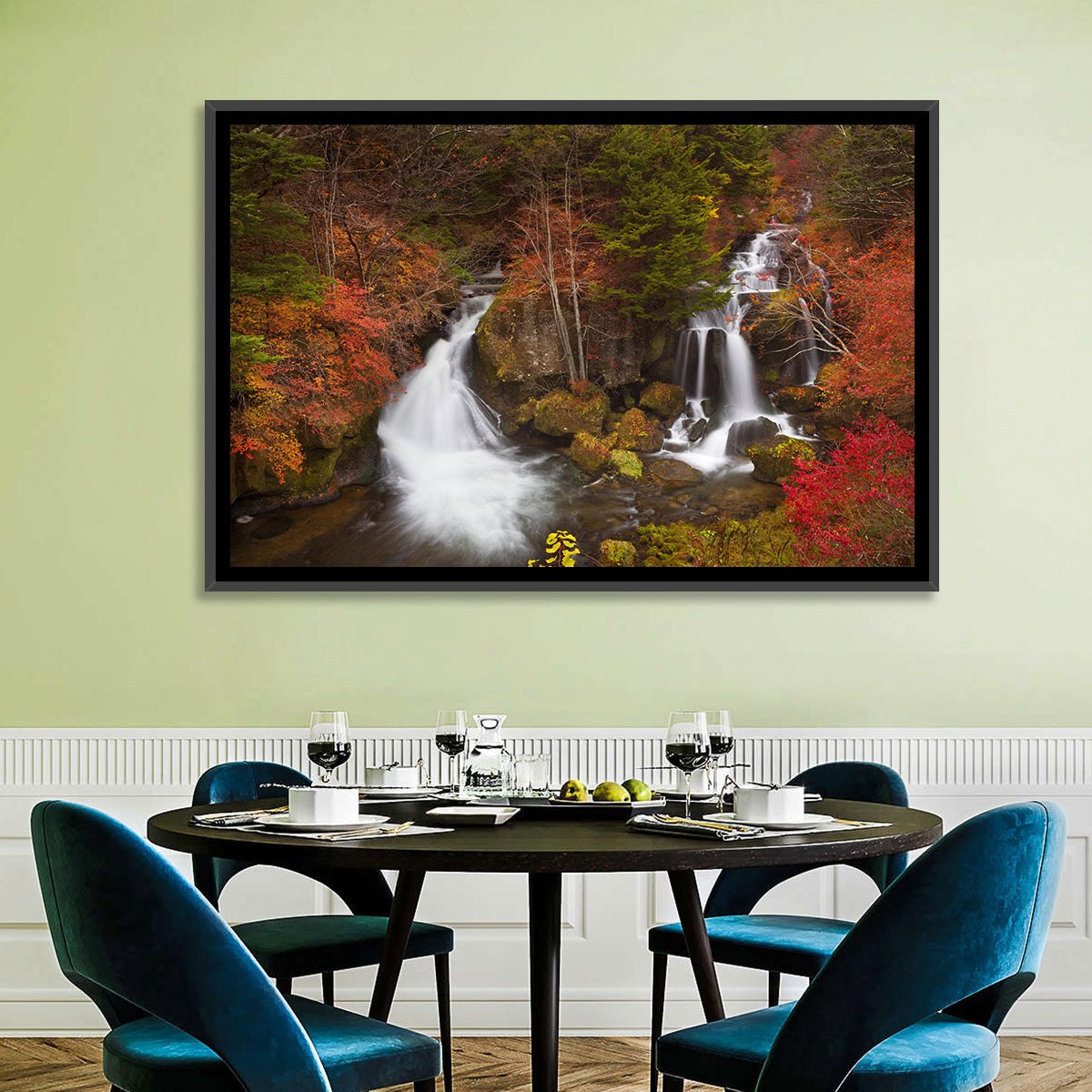 Ryuzu Falls Maple Cascade Wall Art in a room, landscape