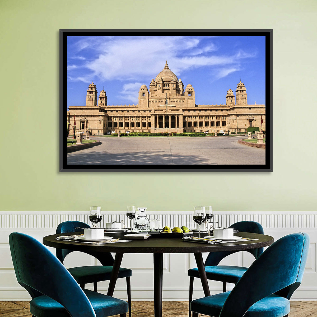 Umaid Bhawan Palace Under Clear Blue Sky Wall Art