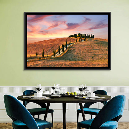 Tuscan Hilltop Road at Dusk Wall Art