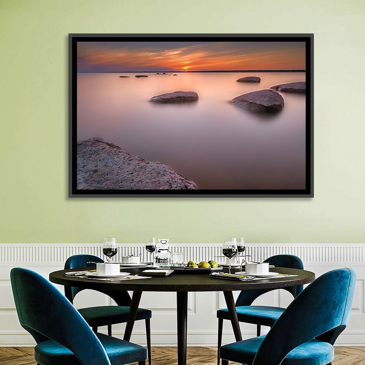Lake Peipsi Sunset with Rocks Wall Art