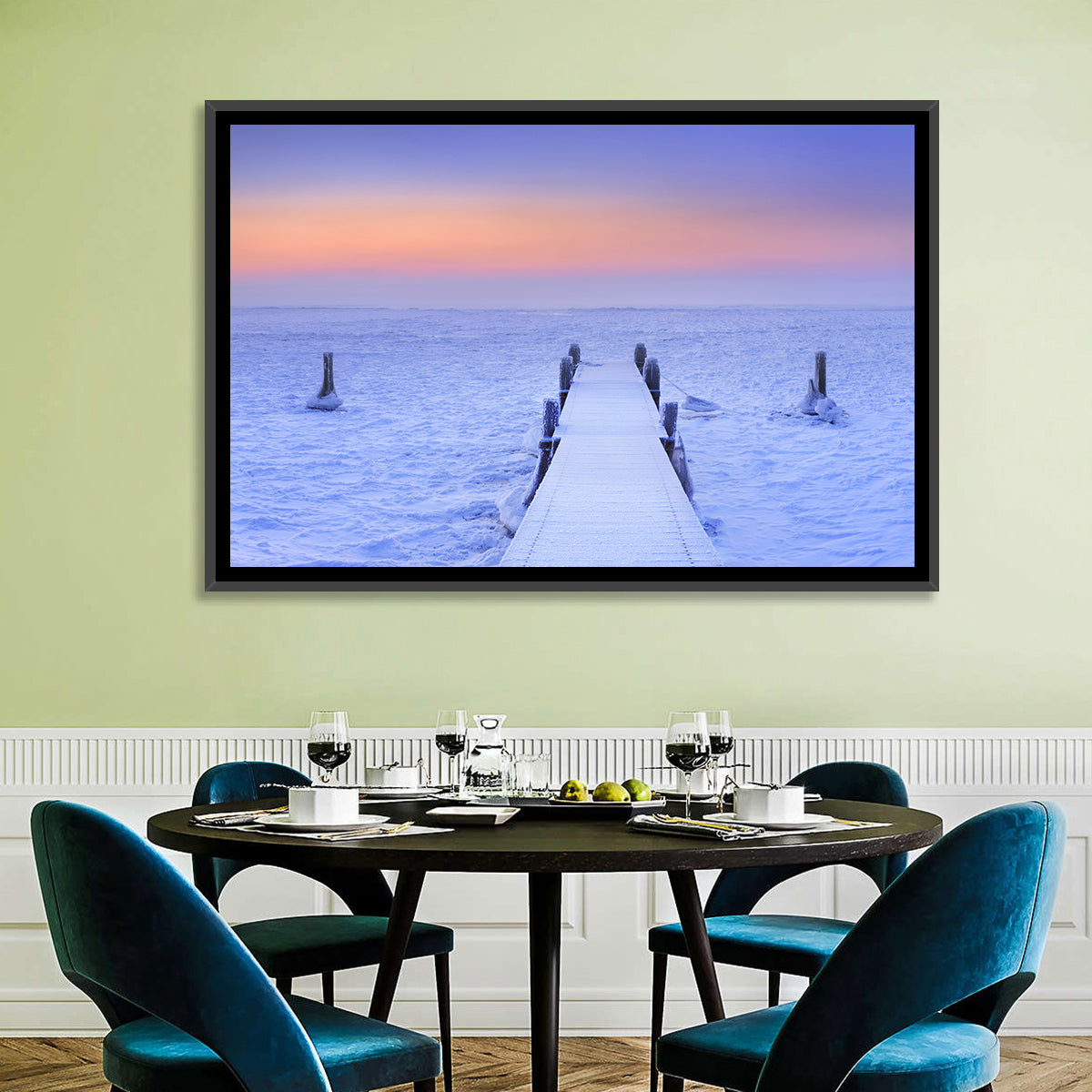 Frosted Jetty at Sunrise Wall Art