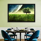 Alien Meadow Under a Giant Planet Wall Art