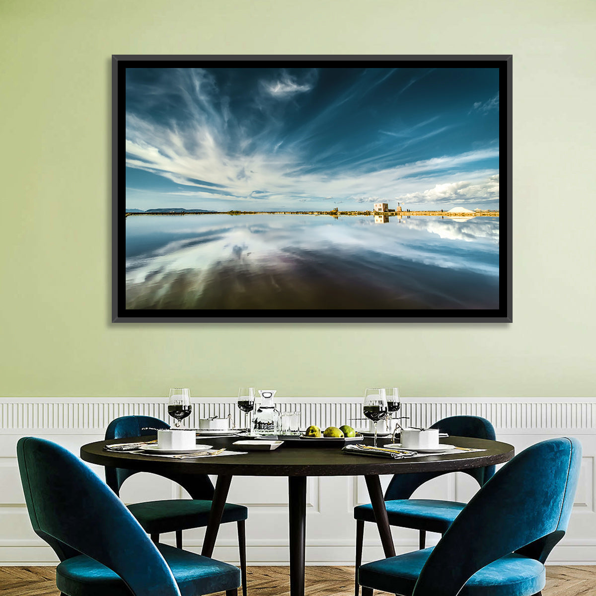 Nubia Salt Pans Reflection Wall Art in a room, landscape