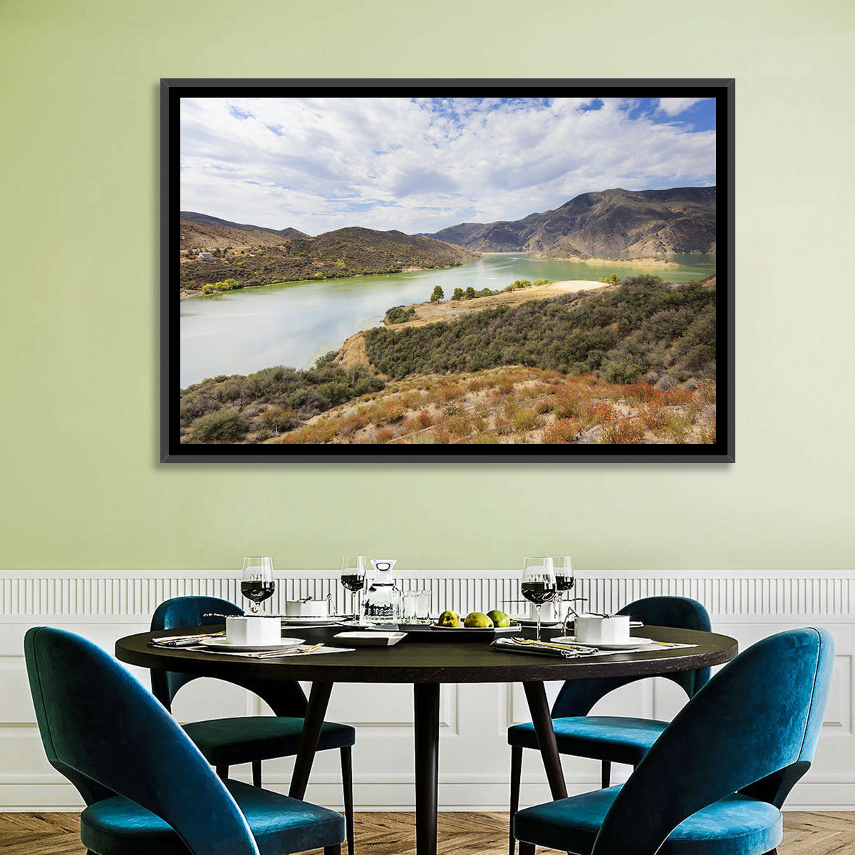 Pyramid Lake Vista Wall Art in a room, landscape