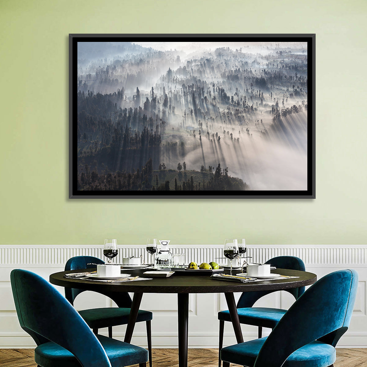 Misty Forest Sunrise Wall Art