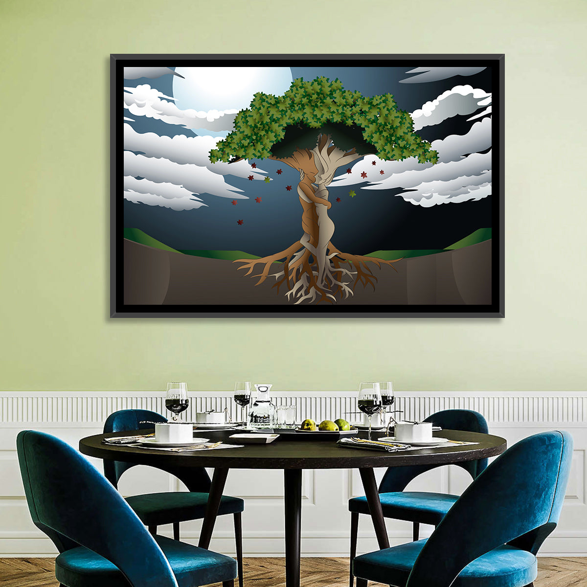 Moonlit Lovers Tree Wall Art