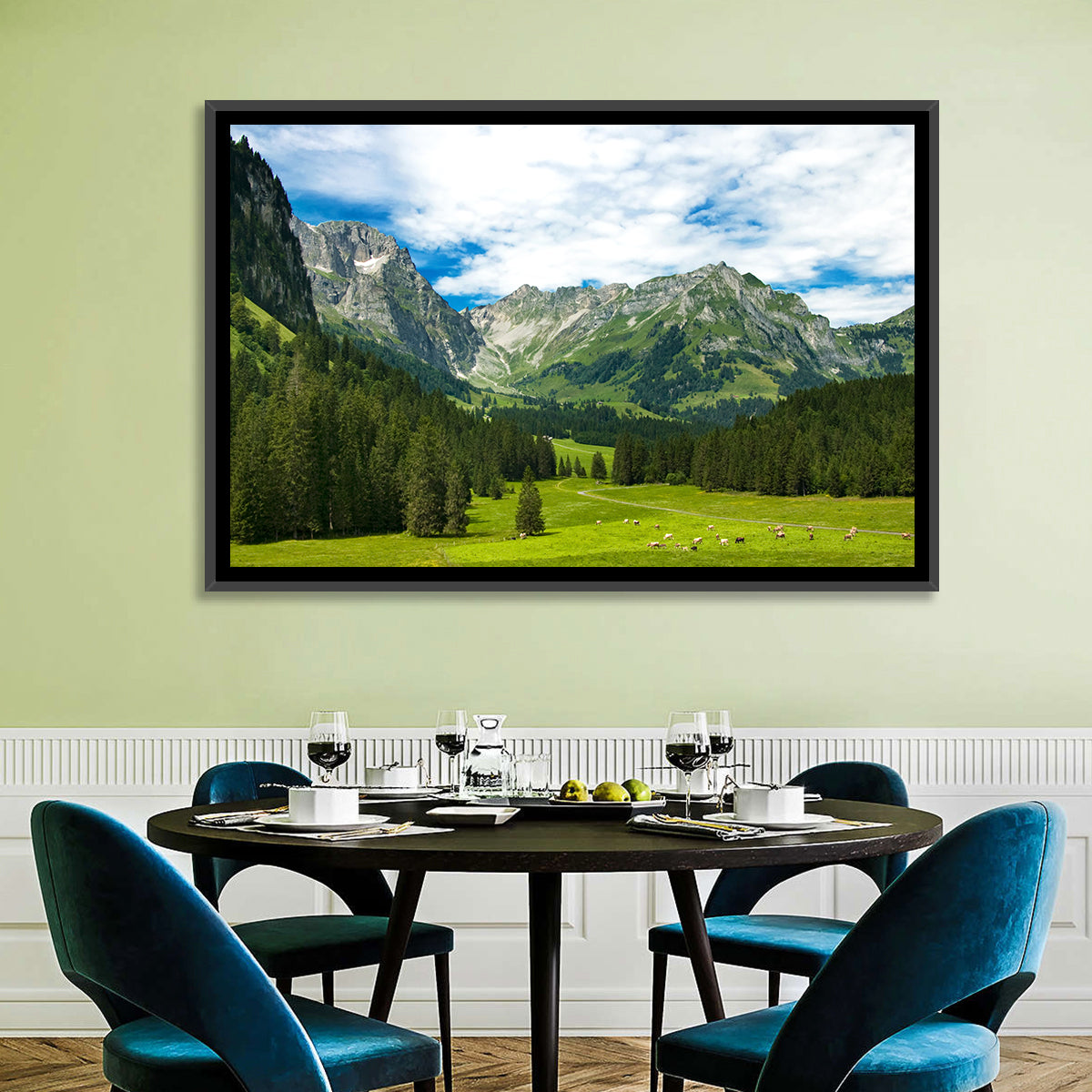 Arnibach Valley Summer Meadow Wall Art in a room, landscape