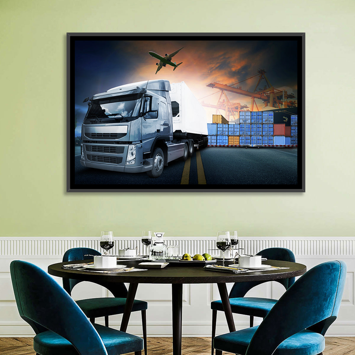 Sunset Freight Terminal Truck Scene Wall Art