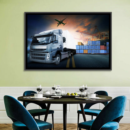 Sunset Freight Terminal Truck Scene Wall Art