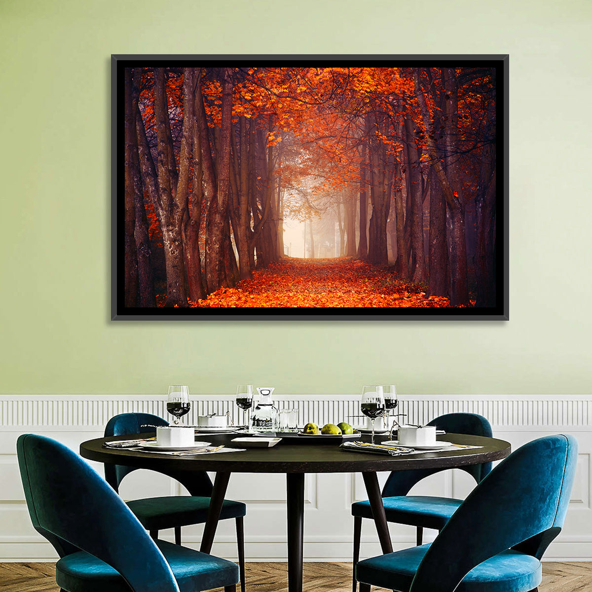 Misty Autumn Forest Path Wall Art